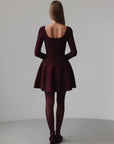 Elegant Burgundy Flared Knit Dress