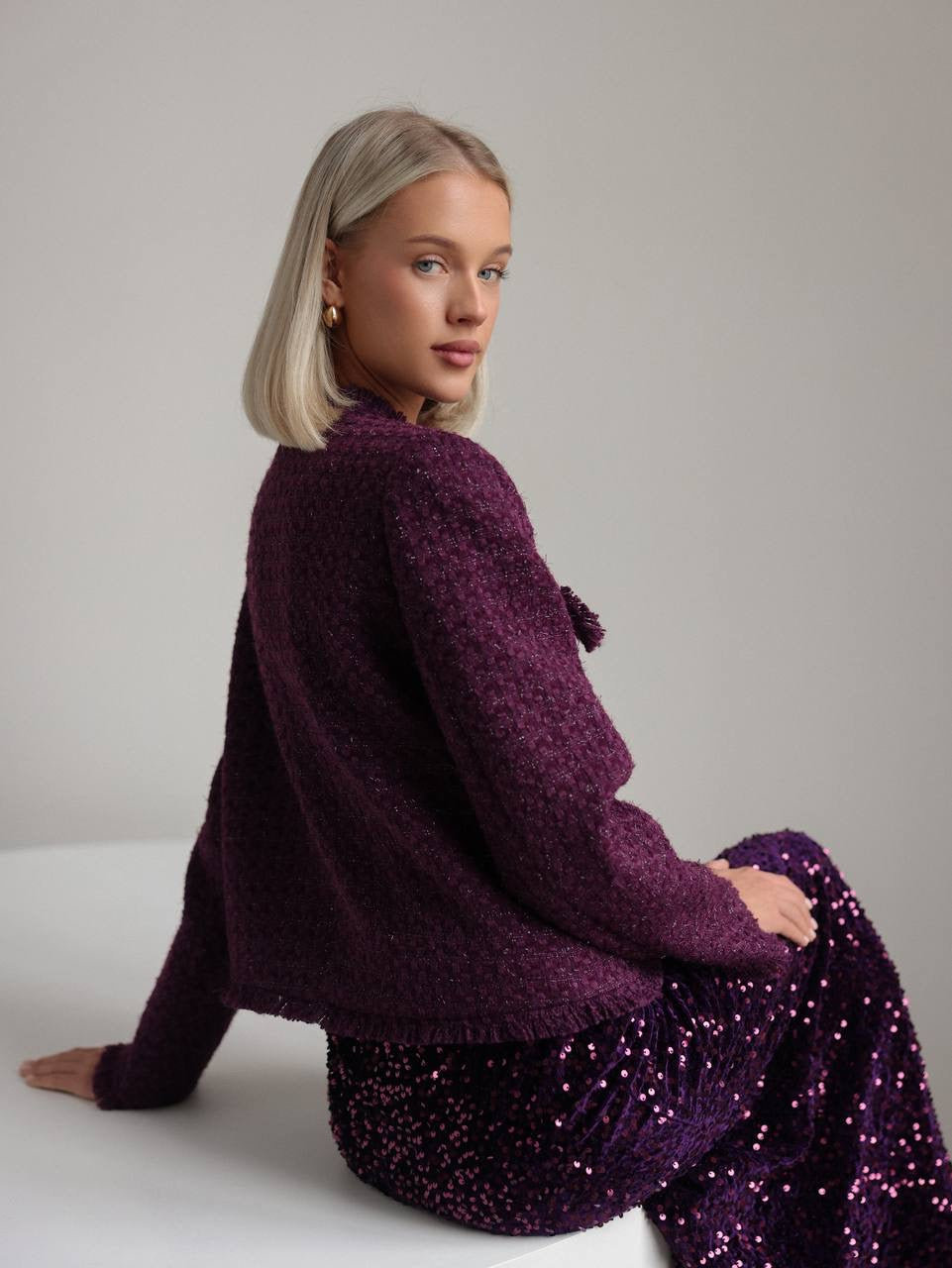 Textured Purple Tweed Jacket