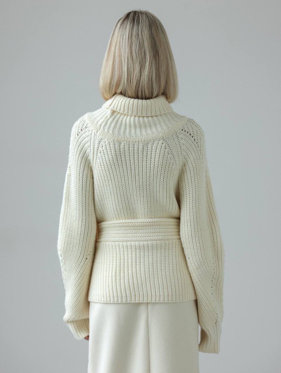 Oversized Knit Sweater with Belt