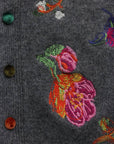 Floral Embroidered Grey Cardigan