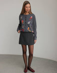 Floral Embroidered Grey Cardigan