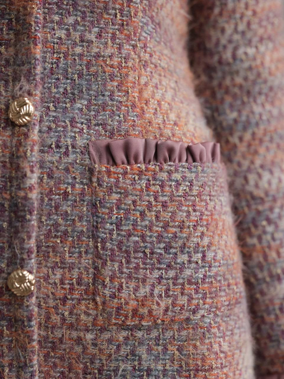 Romantic Bow-Detail Tweed Mini Dress