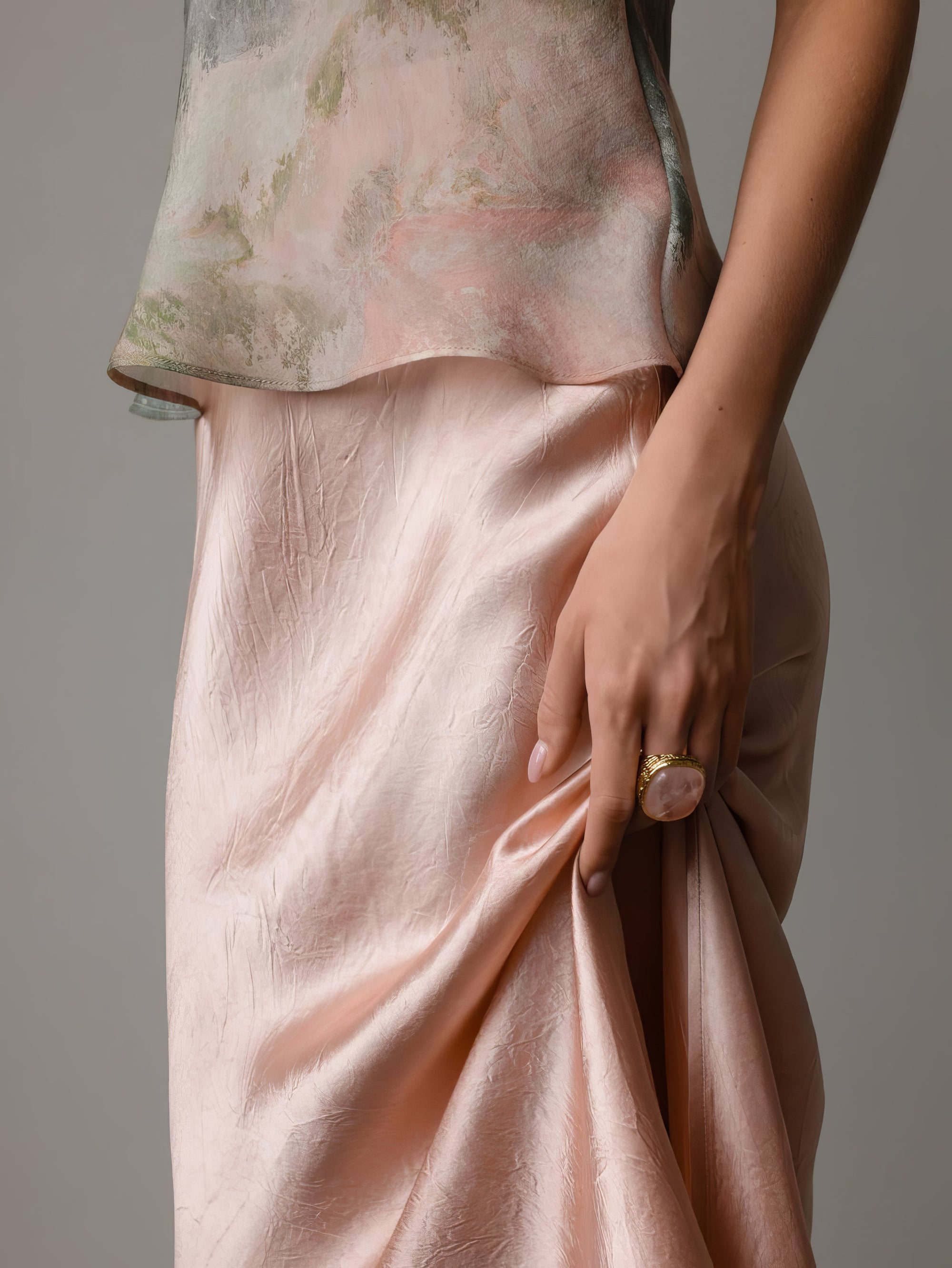 Blush Satin Bias Skirt