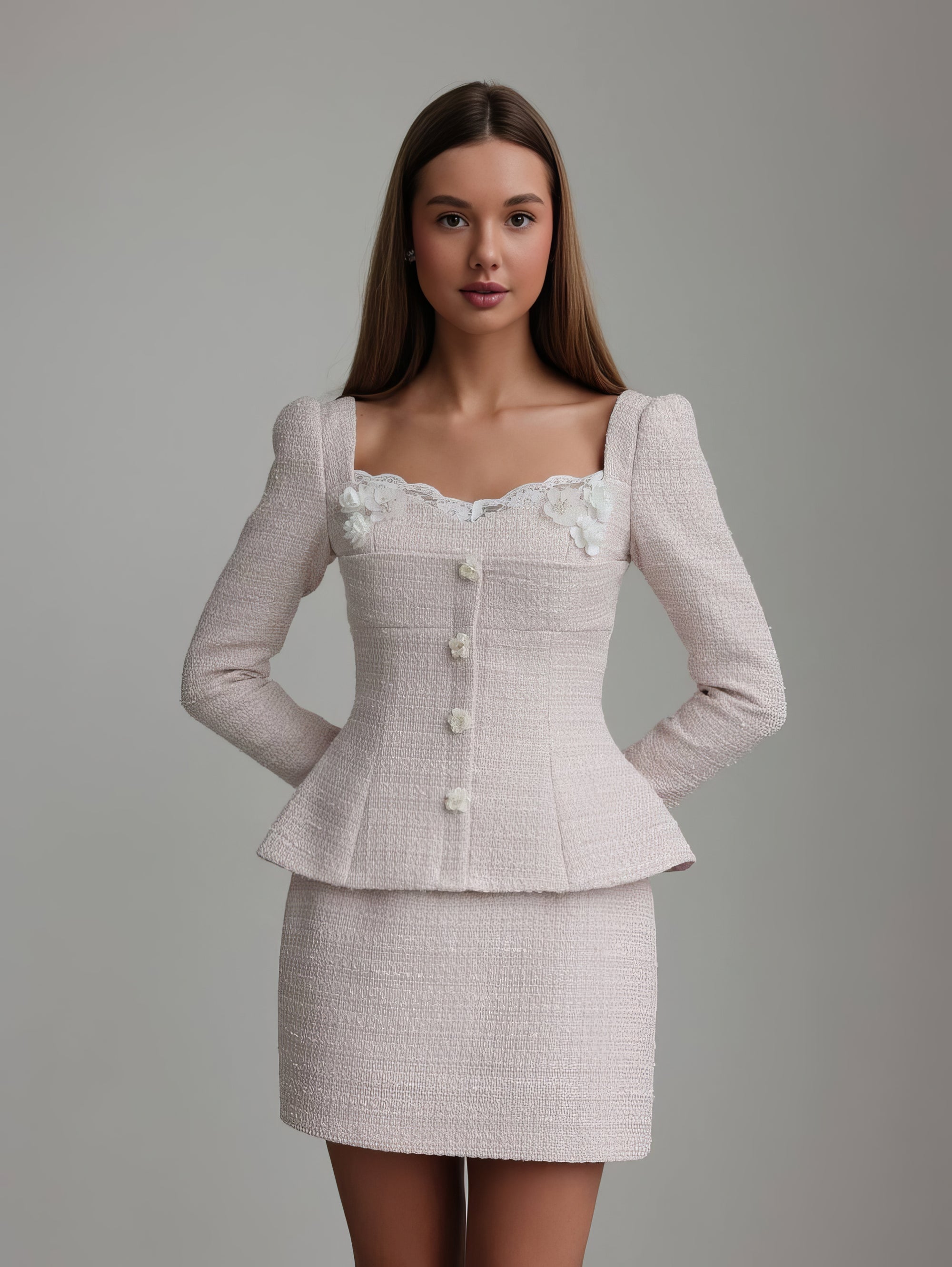 Pearl Bouclé Peplum Set