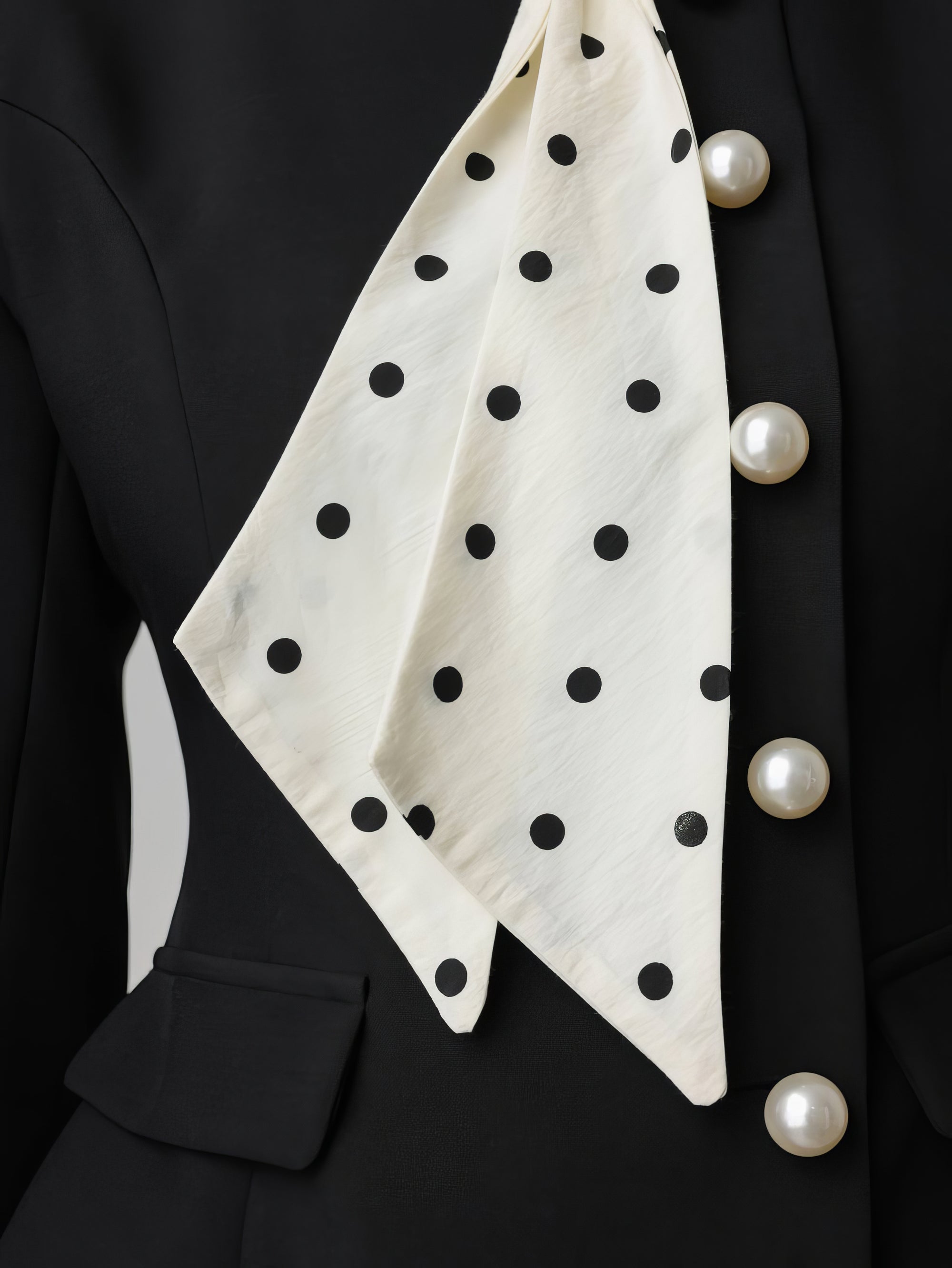 Polka Dot Scarf Detail Black Set
