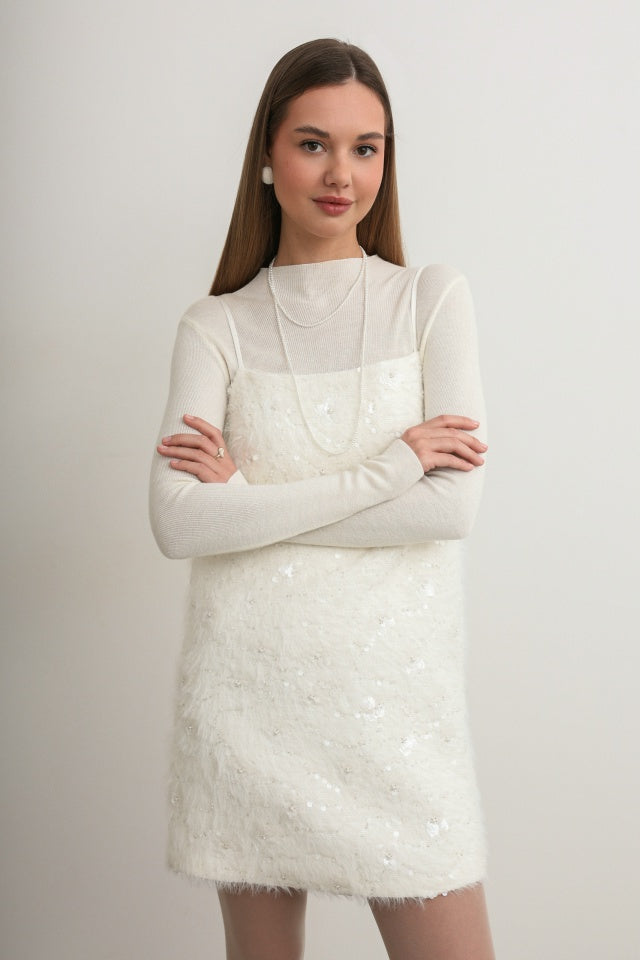 Frost Feather Mini Dress