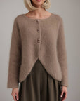 Whispered Cocoa Drape Sweater
