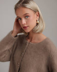 Whispered Cocoa Drape Sweater