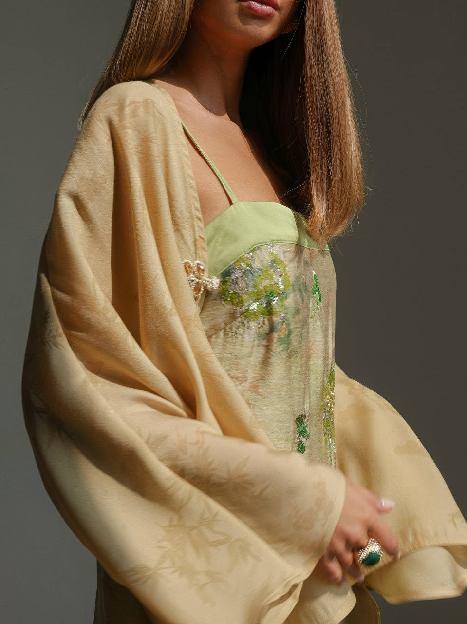 Falling Petals Embroidered Slip Dress