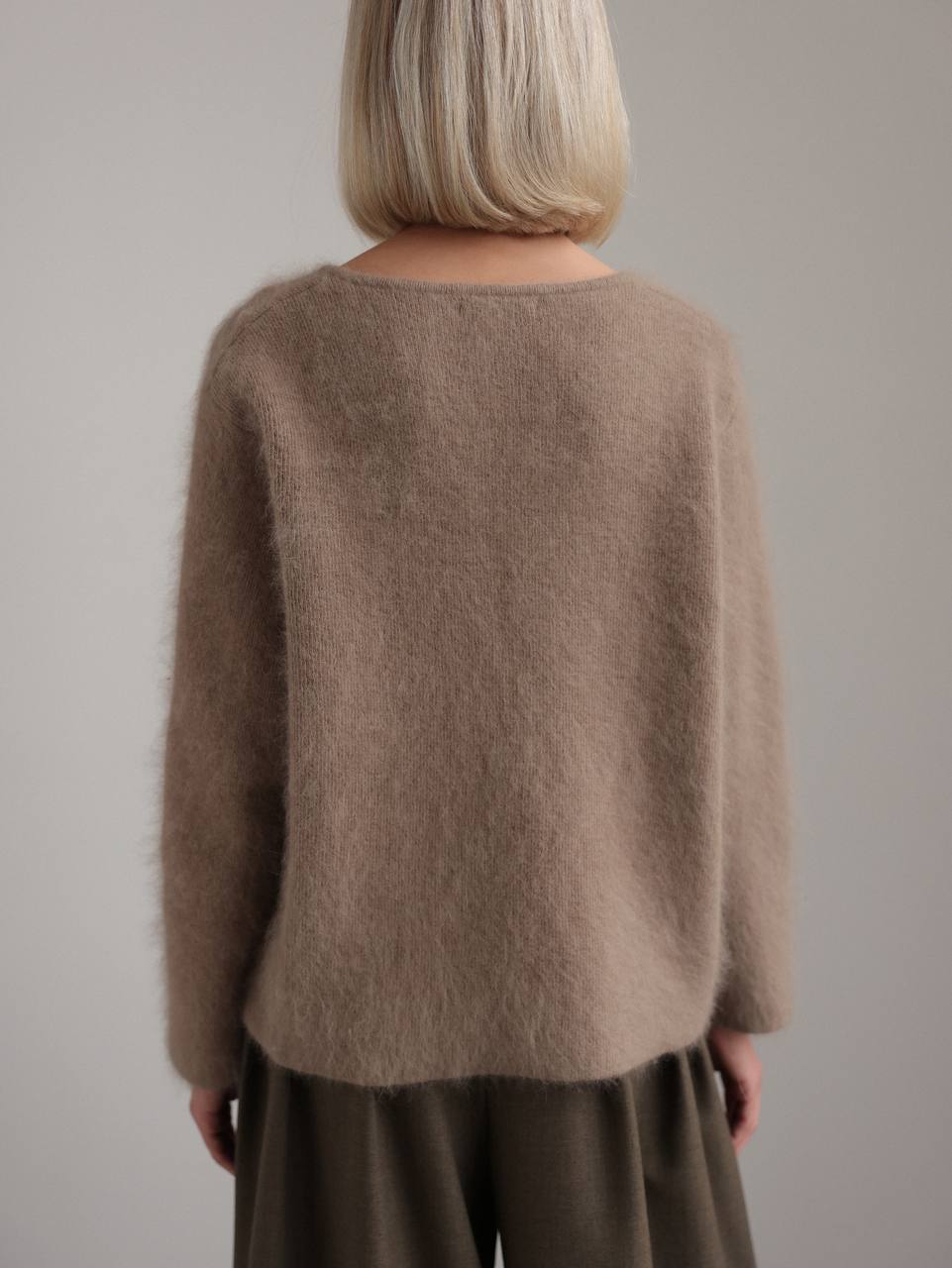 Whispered Cocoa Drape Sweater