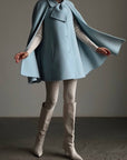 Cape Coat With Tie Neck