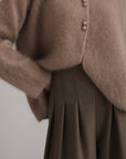 Whispered Cocoa Drape Sweater