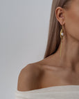 Golden Leaf Pearl Drop Earrings