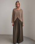 Whispered Cocoa Drape Sweater