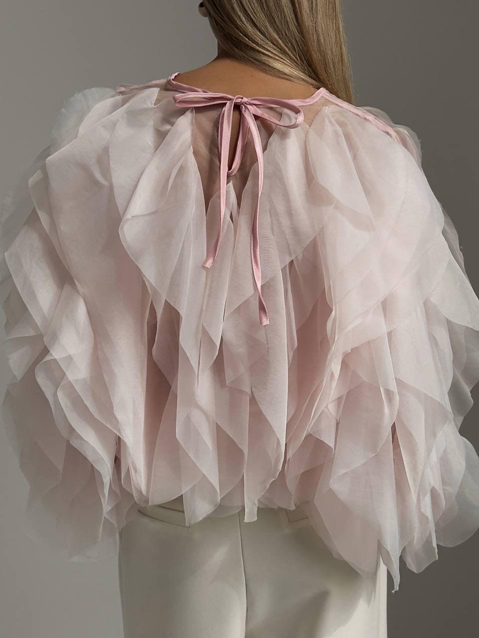 Elegant Tulle Detail Blouse - GodBlessDress