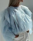 Elegant Blue Tulle Blouse - GodBlessDress