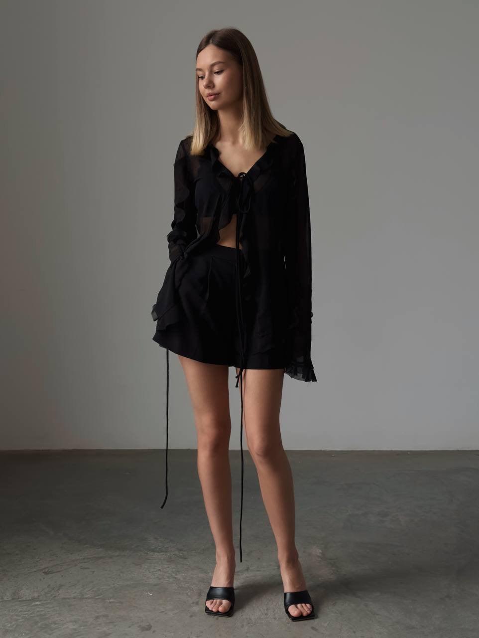 Elegant Black Chiffon Blouse - GodBlessDress