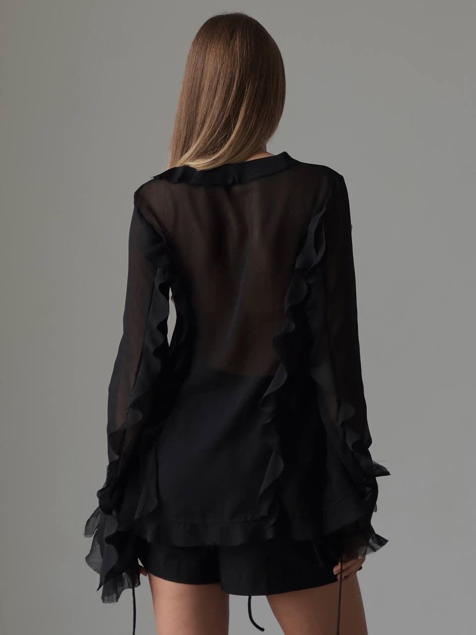 Elegant Black Chiffon Blouse - GodBlessDress