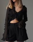 Elegant Black Chiffon Blouse - GodBlessDress