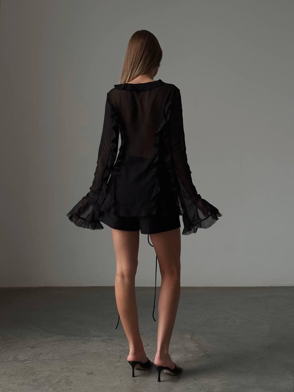 Elegant Black Chiffon Blouse - GodBlessDress