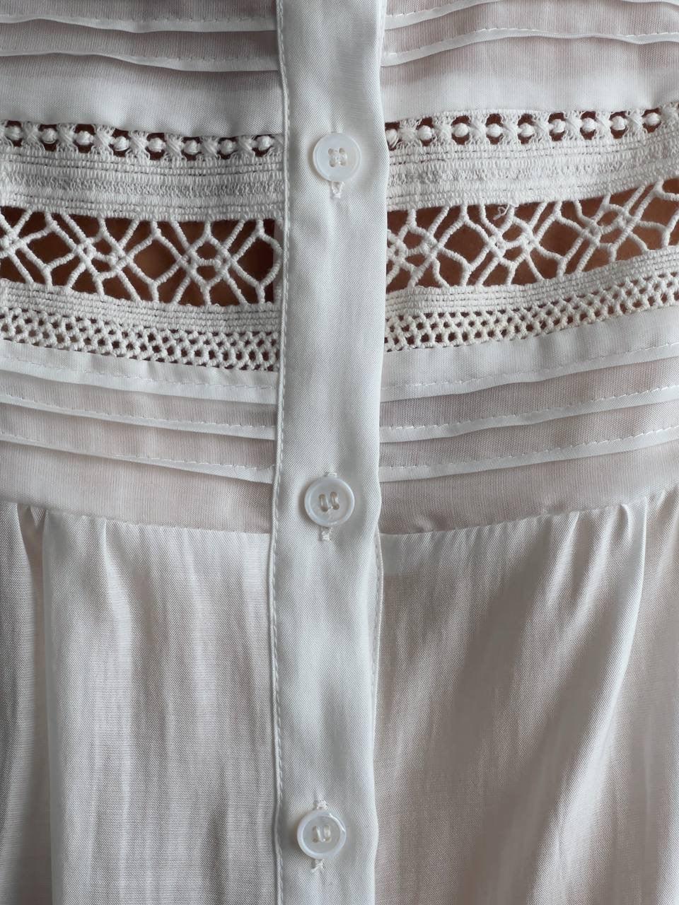 Elegant White Blouse with Lace Details - GodBlessDress