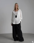 Asymmetric White Oversized Blouse