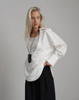 Asymmetric White Oversized Blouse