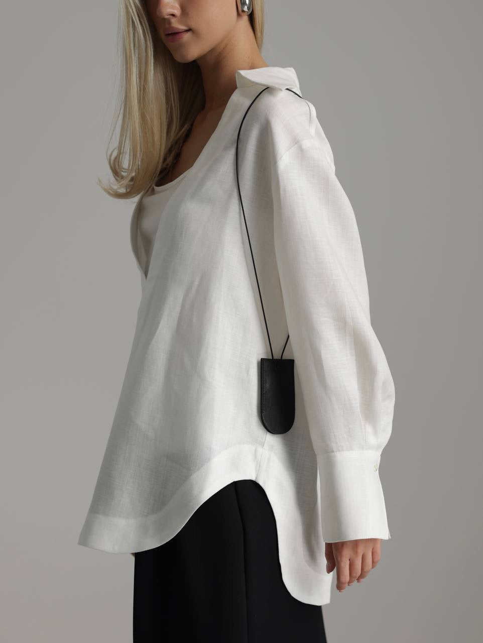 Asymmetric White Oversized Blouse