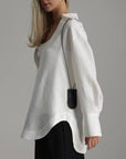 Asymmetric White Oversized Blouse