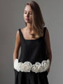 Black Sleeveless Blouse with Floral Detail