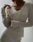 Cream Blouse with Lace Appliqué