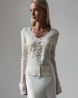 Cream Blouse with Lace Appliqué