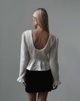 Embellished Cream Peplum Blouse