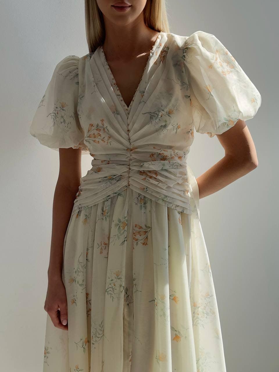 Elegant Floral Midi Dress.