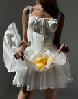 Elegant White Corset-Style Mini Dress.