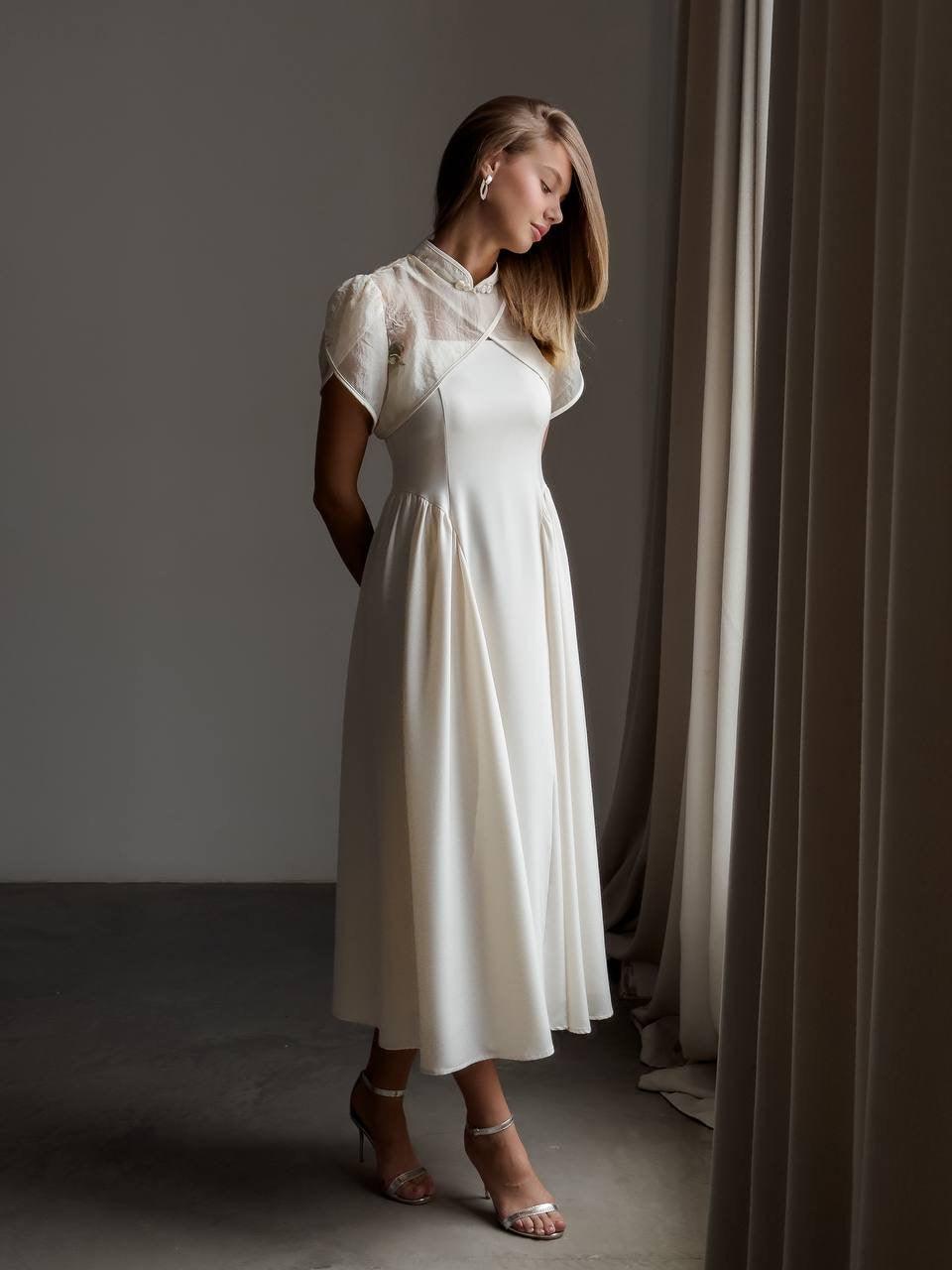 Elegant White Midi Dress.