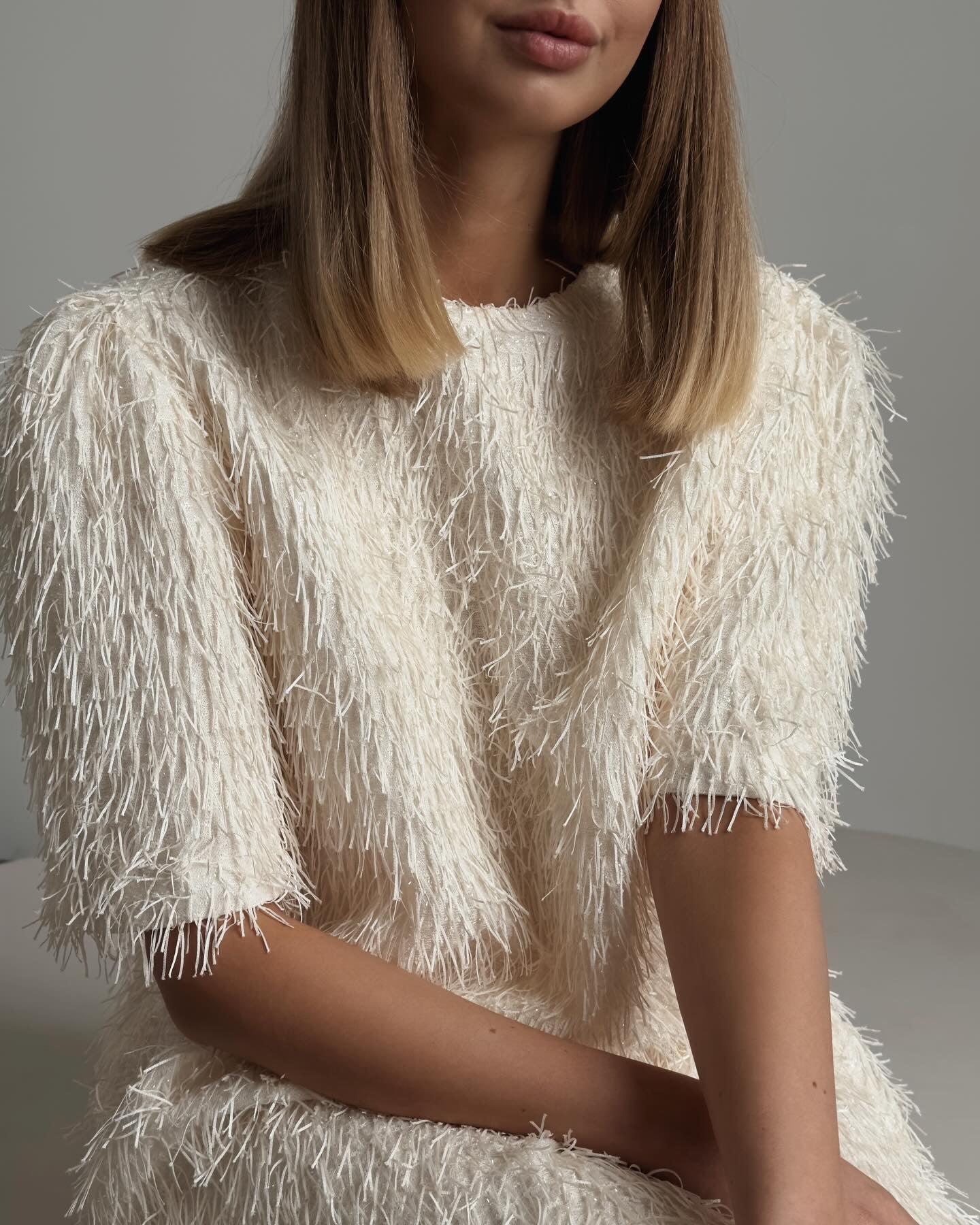 White Fringed Mini Dress.