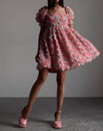 Romantic Pink Floral Mini Dress.