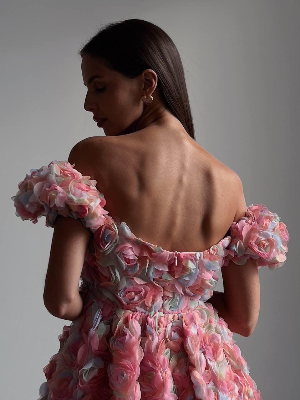 Romantic Pink Floral Mini Dress.