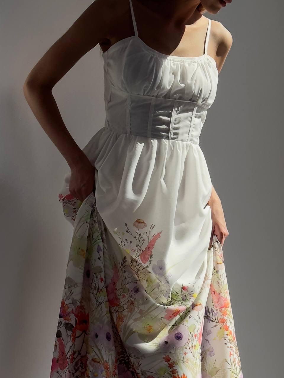 White Floral Maxi Dress.