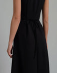 Elegant Black Midi Dress Special Design with Lace Collar.