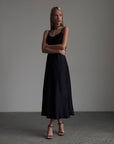 Elegant Black Midi Dress.