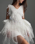 Elegant Feathered Mini Dress.