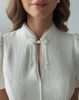 Elegant Short Sleeve Midi White Dress.