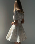 Elegant Lace Embroidered Short Sleeve Mini Dress.