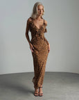 Elegant Leopard Print Maxi Dress.