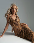 Elegant Leopard Print Maxi Dress.