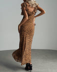 Elegant Leopard Print Maxi Dress.