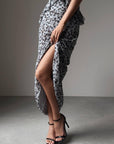 Elegant Gray Leopard Print Maxi Dress.