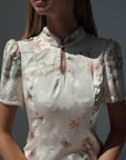 Elegant White Floral Print Dress - GodBlessDress